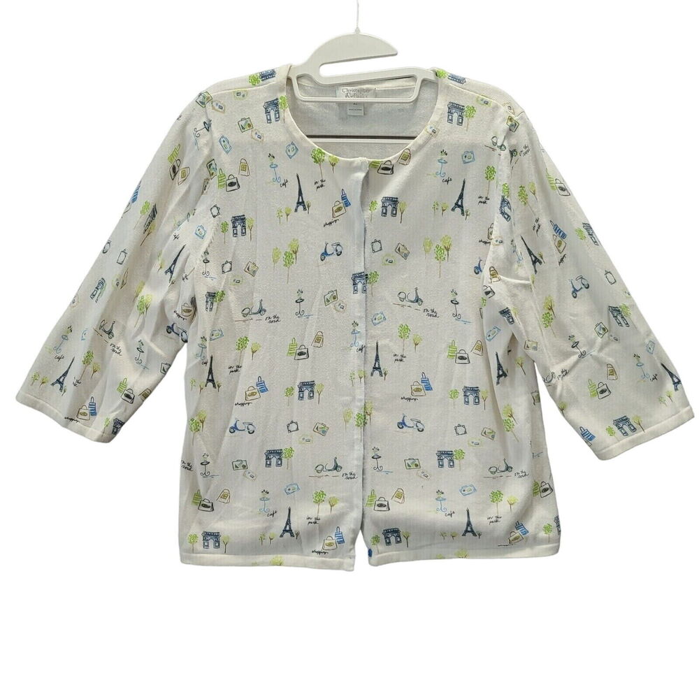 Christopher & Banks Womens Sweater Multicolor Size XL Cotton Blend Long Sleeve